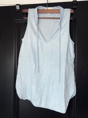 cloth & stone Light Blue Sleeveless V-Neck Tie Tank